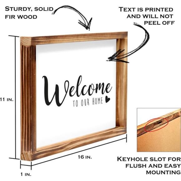 Welcome to Our Home Sign 11x16 Inch, Rustic Farmhouse Decor for the Home Sign - Picture 3 of 7